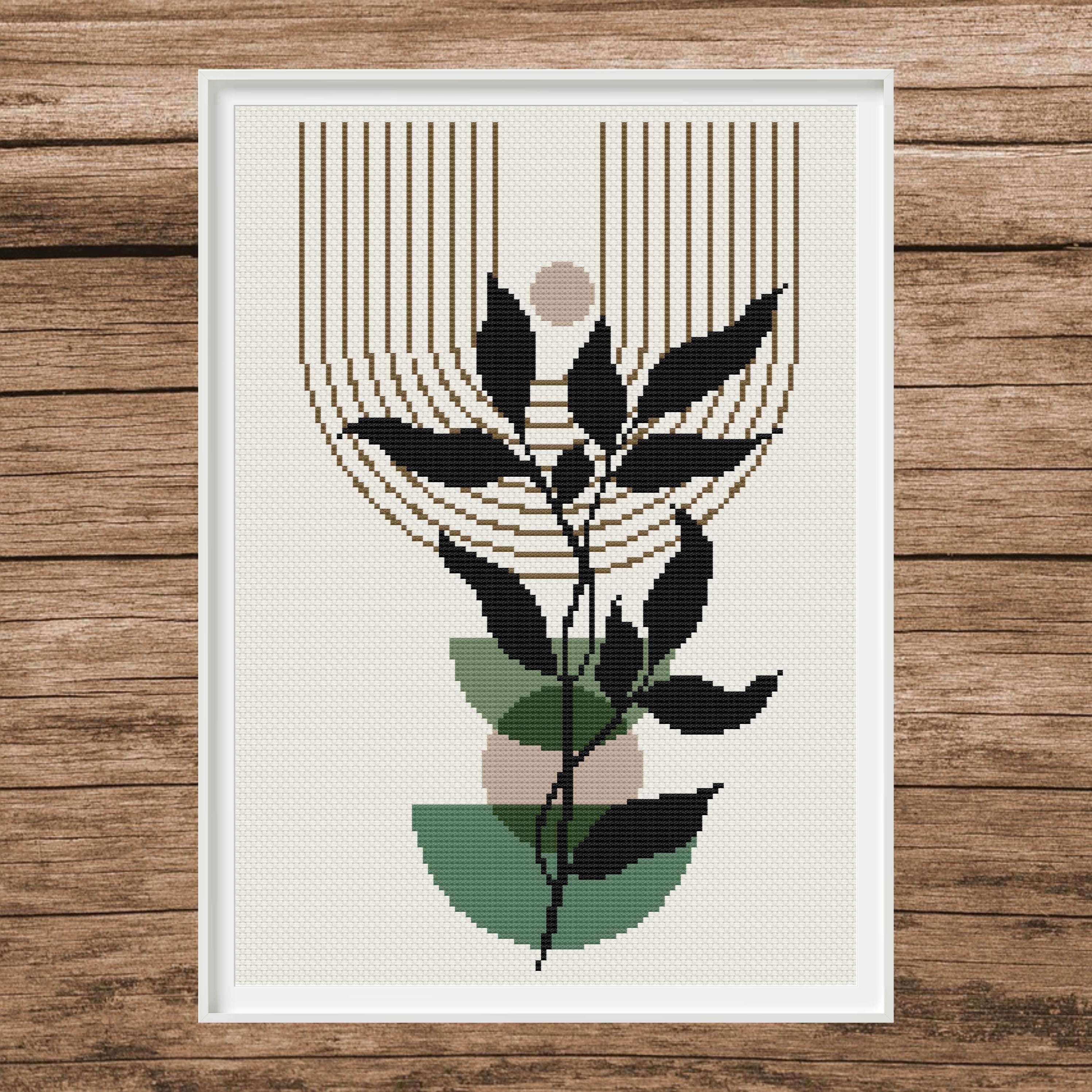Boho Plant Cross Stitch Pattern Set | Modern Embroidery (PDF) - Etsy