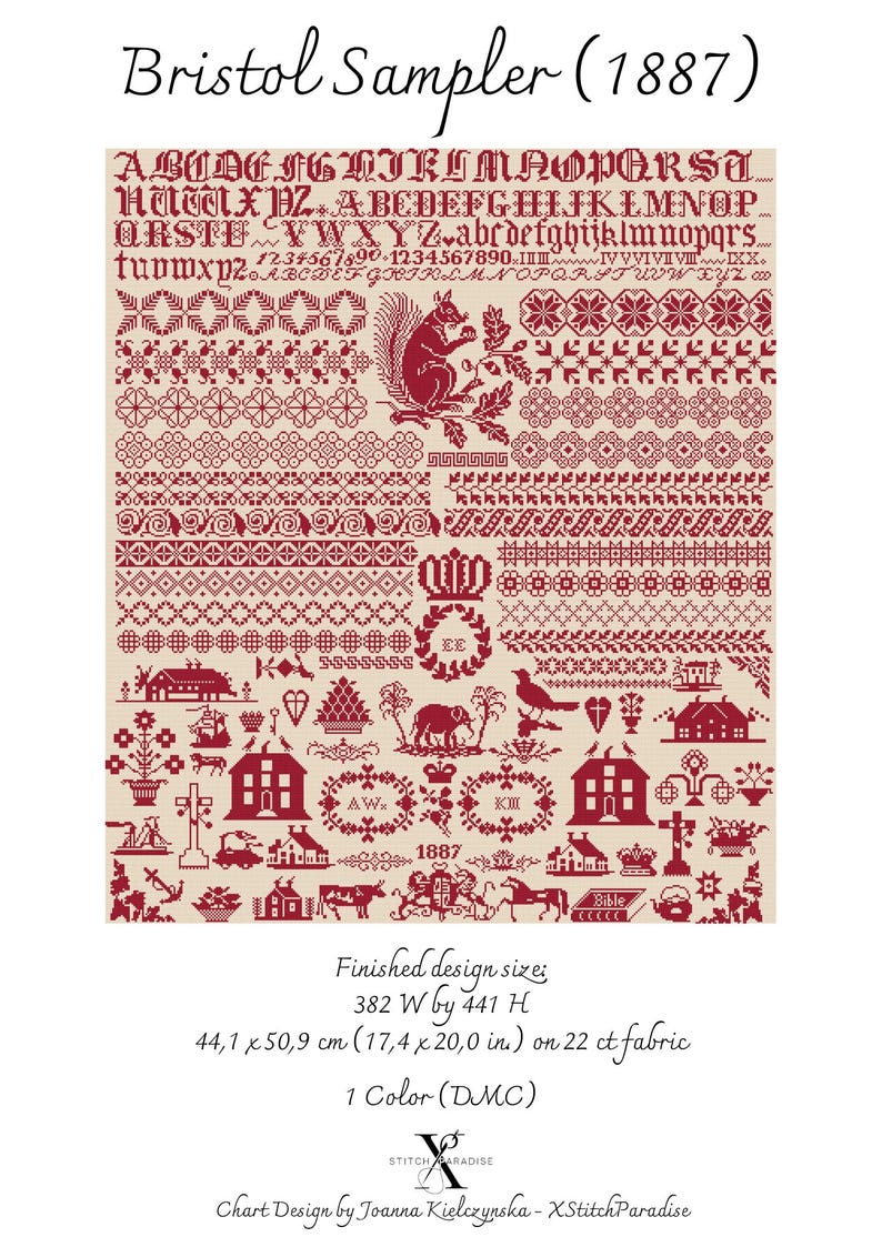 Bristol Orphanage Sampler 1887 Counted Cross Stitch Pattern | Victorian ...
