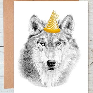 Wolf Art Geburtstagsgrüße / Grußkarte (kann personalisiert werden)