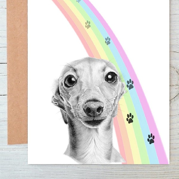 Italian Greyhound whippet dog pet sympathy/condolence/loss/note Card (can be personalised)