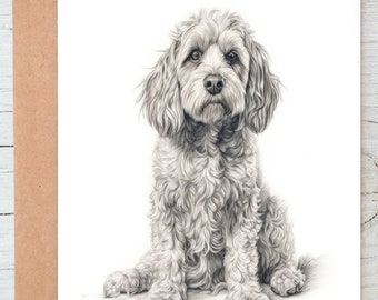 Cockapoo Cockerpoo cocker labradoodle (no. 5) dog birthday greetings note card (can be personalised)