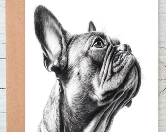 French Bulldog (No.7) dog art Greetings/Note Card (can be personalised)