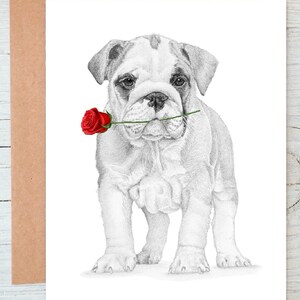 Bulldog (n. 7) cane Biglietto d'amore, biglietto di San Valentino, biglietto di anniversario, biglietto di nozze biglietto d'auguri/biglietto di auguri (personalizzabile)