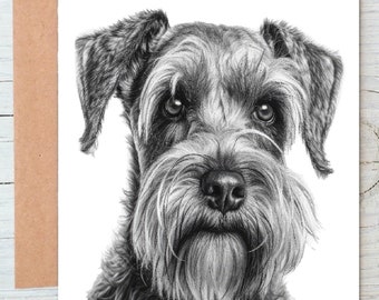 Schnauzer (No.4) dog art Greetings/Note Card (can be personalised)