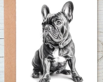 French Bulldog (No.12) dog art Greetings/Note Card (can be personalised)