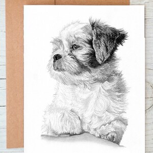 Shih Tzu Hund Kunst Grüße / Grußkarte / Druck (kann personalisiert werden)