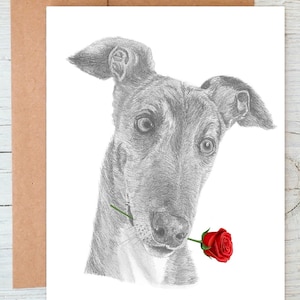 Lurcher Greyhound (n. 2) cane Biglietto d'amore, biglietto di San Valentino, biglietto di anniversario, biglietto di nozze biglietto d'auguri/biglietto di auguri (può essere personalizzato)