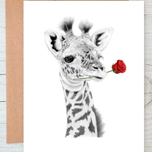 Giraffa - Biglietto d'amore Biglietto di San Valentino Biglietto di anniversario Biglietto di matrimonio Biglietto d'auguri/biglietto di auguri (personalizzabile)