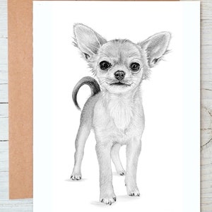 Chihuahua chiot (no.3) dog art Greetings/Note Card (peut être personnalisé)