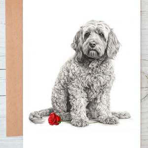 Cockerpoo Cockapoo (no. 3) Cavapoo Love Labradoodle Valentines Anniversary Card Wedding Card art Greetings/Note Card (can be personalised)