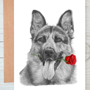 Deutscher Schäferhund (no. 1) Hund Liebe Valentinstag Jahrestag Hochzeitskarte Kunst Grußkarte / Notizkarte (ist personalisierbar)