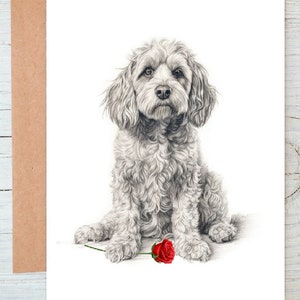 Cockerpooo Cockapoo (no. 5) Labradoodle Cavapoo Love Valentinstag Jahrestagskarte Hochzeitskarte Kunst Grußkarte/Grußkarte (personalisierbar)