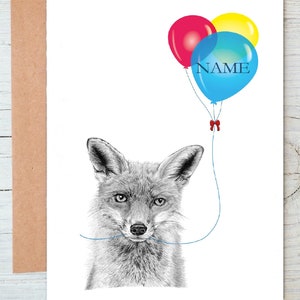 Renard (no:2) art Anniversaire | Félicitations | Bravo/Carte de correspondance (peut être personnalisée)