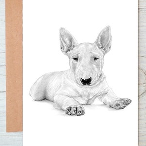 Bull Terrier puppy (no.6) dog art Greetings/Note Card/Print (can be personalised)