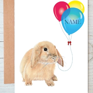 Kaninchen (Nr. 4) mit hängenden Ohren Kunst Geburtstag | Herzlichen Glückwunsch | Gut gemacht Gruß- / Grußkarte (kann personalisiert werden)