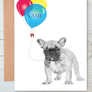 Bouledogue français, Frenchie (no:3) Art de chien Anniversaire | Félicitations | Bravo/Carte de correspondance (peut être personnalisée)