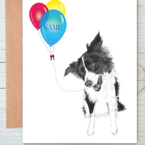 Border Collie (n. 7) Arte del cane Compleanno / Congratulazioni / Ben fatto Saluti / Biglietto di auguri (può essere personalizzato)