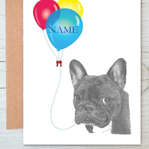 Französische Bulldogge, Frenchie (Nr. 1) Hundekunst Geburtstag | Herzlichen Glückwunsch | Gut gemacht Gruß- / Grußkarte (kann personalisiert werden)