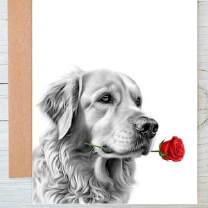 Golden Labrador Retriever (no. 8) Hund Liebeskarte Valentinstagskarte, Hochzeitskarte Jubiläumskarte Kunst Grußkarte/Notizkarte (kann personalisiert werden)