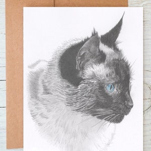 Carte de voeux/carte de correspondance/impression d'art chat siamois (peut être personnalisée)