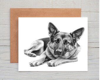 German Shepherd (no. 10) dog birthday greetings note card (can be personalised)