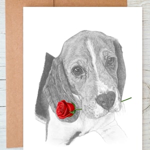 Beagle Cane adulto Biglietto d'amore, biglietto di San Valentino, biglietto di anniversario, biglietto di nozze Arte Saluti/biglietto di auguri (può essere personalizzato)