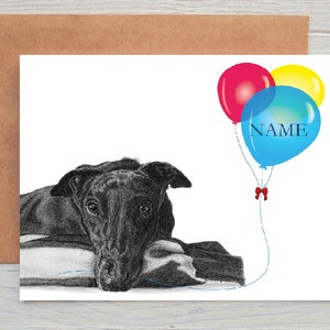 Lurcher de lévriers (no. 13) Art de chien Anniversaire | Félicitations | Bravo/Carte de correspondance (peut être personnalisée)