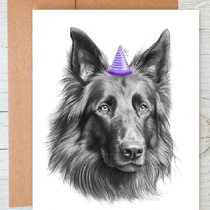 Tarjeta de felicitación o de felicitación de cumpleaños con diseño de perro pastor belga (personalizable)