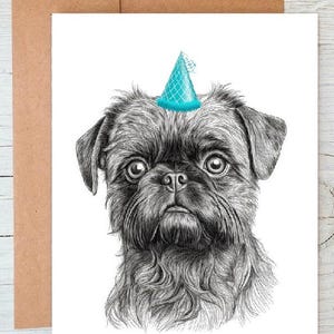 Griffone di Bruxelles (n. 1) Arte del cane Auguri di compleanno/biglietto di auguri (personalizzabile)