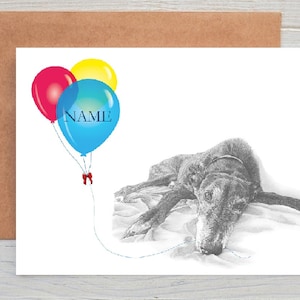 Greyhound lurcher (no. 10) Dog art Birthday | Congratulations | Well done Greetings/Note Card (can be personalised)