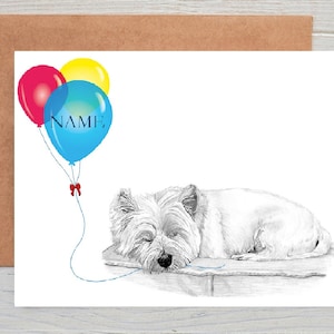 Westie, West Highland White Terrier (nr: 4) Hondenkunst Verjaardag | Gefeliciteerd | Goed gedaan wenskaart (kan gepersonaliseerd worden)
