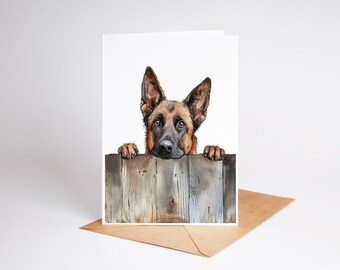 Belgium Malinois Dog art coloured Large A5 size Greetings/Note Card (can be personalised)