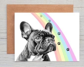 French Bulldog Frenchie Frenchy (no.9) dog pet sympathy/condolence/loss/note Card (can be personalised)