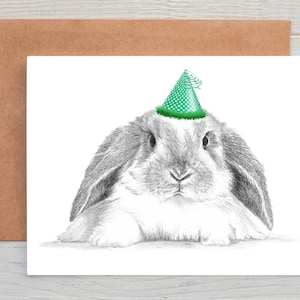 Lop Eared Rabbit, bunny (No.1) art Birthday Greetings/Note Card (can be personalised)