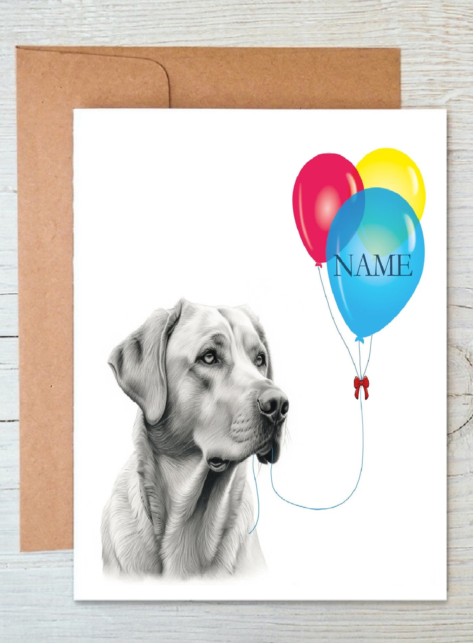 Golden Labrador (no.8) Dog Art Balloon Birthday Greetings/note Card ...