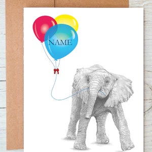 Elefante bambino Ele art Compleanno / Congratulazioni / Ben fatto Saluti / Biglietto di auguri (può essere personalizzato)