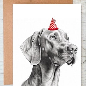 Carte de voeux d'anniversaire/carte de correspondance Vizsla (No.4) Dog art (peut être personnalisée)
