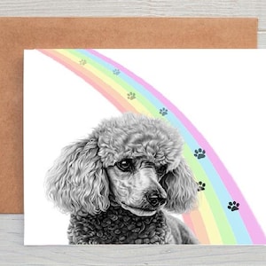 Pudel (no. 2) Hund Haustier Beileid / Beileid / Verlust / Notizkarte (kann personalisiert werden)