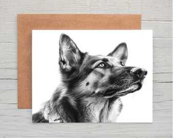German Shepherd (no. 6) dog birthday greetings note card (can be personalised)