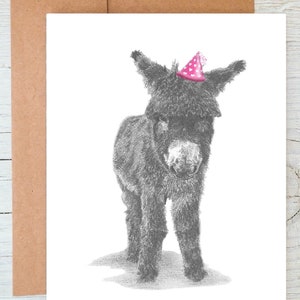 Carte de voeux d'anniversaire/Carte de correspondance pour poulain d'âne (n° 1) (peut être personnalisée)