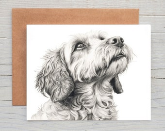 Cockapoo Cockerpoo cocker labradoodle (no. 9) dog birthday greetings note card (can be personalised)