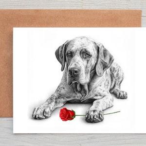 Engelse aanwijzer (nr. 1) jachthond liefdeskaart, valentijnskaart, jubileumkaart, trouwkaart kunst wenskaarten/notitiekaart (kan worden gepersonaliseerd)