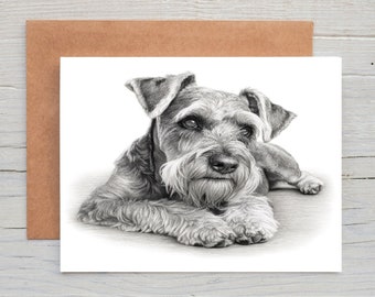 Schnauzer (No.6) dog art Greetings/Note Card (can be personalised)