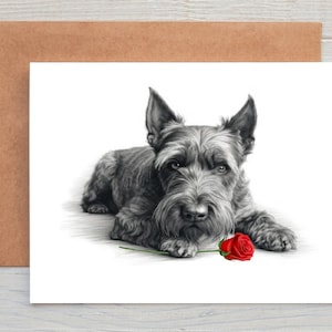 Scottish Terrier (no.3) Scottie Scotty Hund Liebe Valentinstagskarte, Hochzeitskarte Kunst Grußkarte/Notizkarte (kann personalisiert werden)