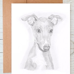 Art de chien chiot whippet/lévrier italien/Lurcher salutations/carte de correspondance/impression (peut être personnalisé)