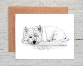 Westie West highland White Terrier (no.4) dog art  Greetings/Note Card (can be personalised)
