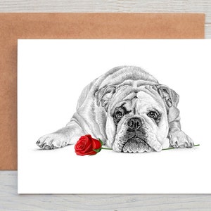 Bulldog (6) Biglietto d'amore, biglietto di San Valentino, biglietto di anniversario, biglietto di nozze, biglietto d'auguri/biglietto di auguri (può essere personalizzato)