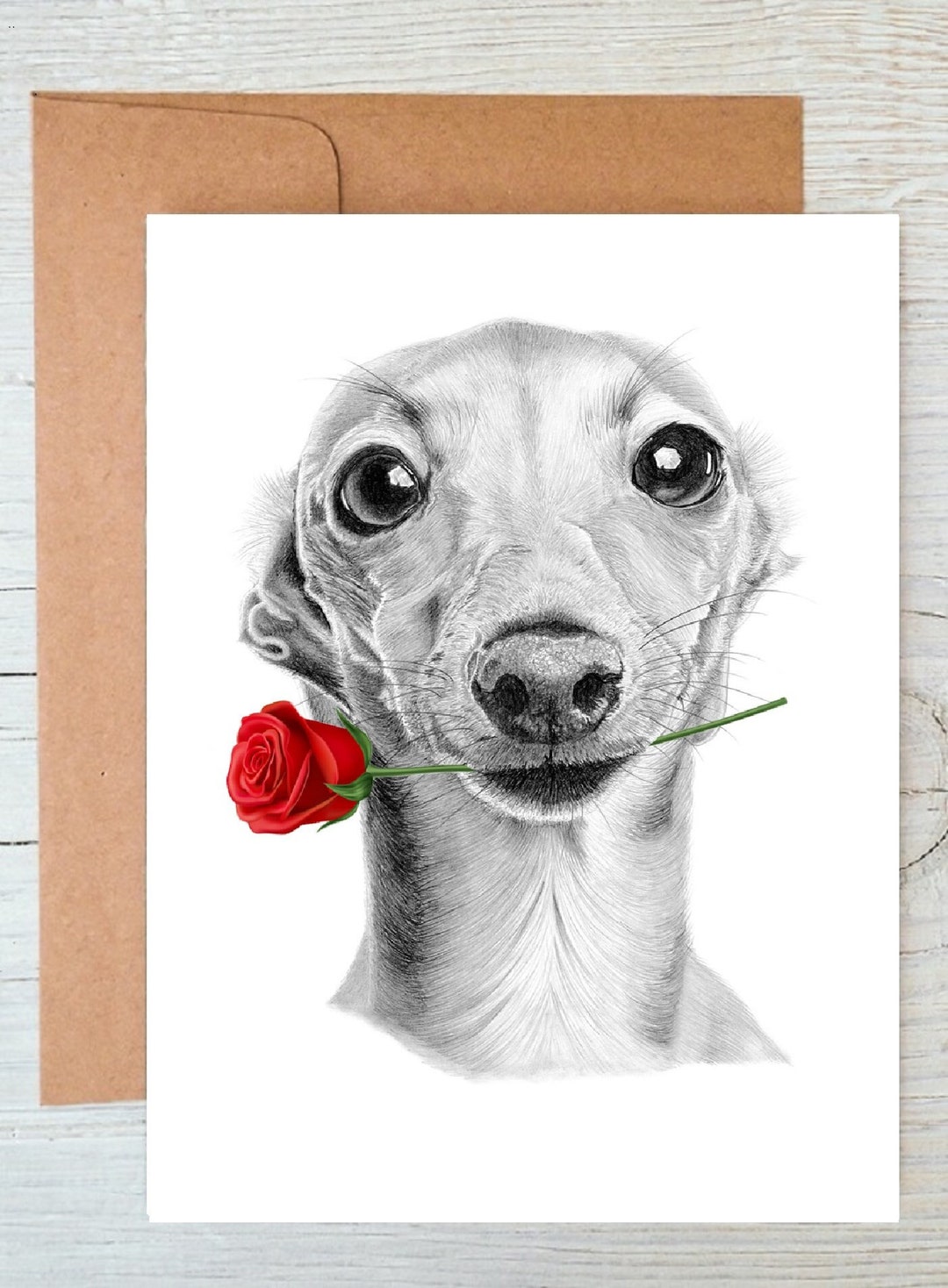 Whippet Italian Greyhound Sighthound Dog Love Card Valentines Card ...