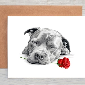 Staffy Staffie Staffordshire Bullterrier (no.12) Hund Liebe Valentinstag Jahrestag Hochzeitskarte Kunst Grußkarte / Notizkarte (kann personalisiert werden)