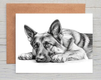 German Shepherd (no. 11) dog birthday greetings note card (can be personalised)